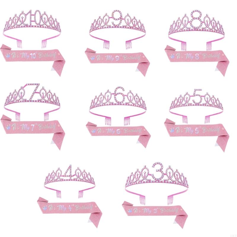 Birthday Sash Glitter - Conjunto tiaras e faixa aniversário brilhante