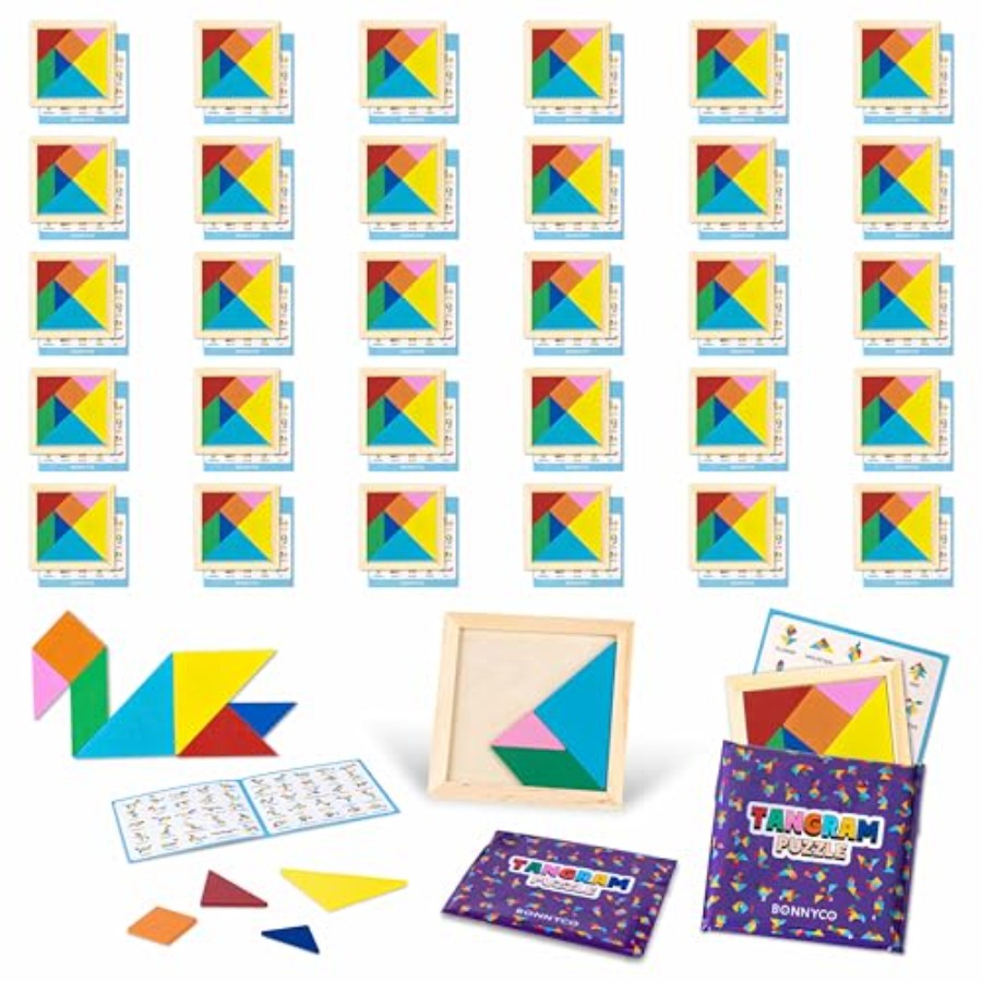 Party Favor Bag - Quebra-Cabeça de Madeira Tangram Pacote com