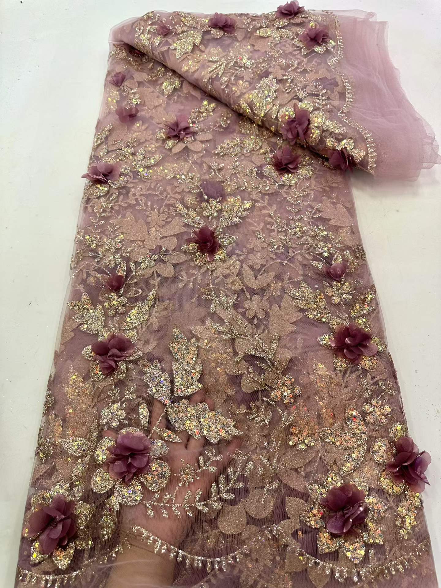 Glitter Tablecloth - Tecido de Renda Africana Bordado com
