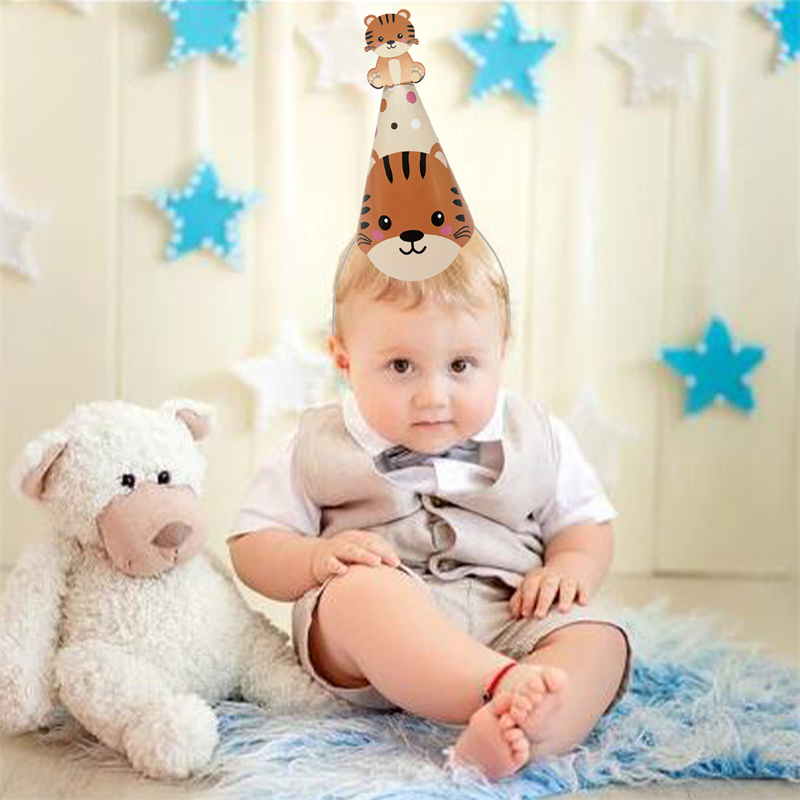 Party Hat Cone - 6 Peças Chapéus de Papel Animais
