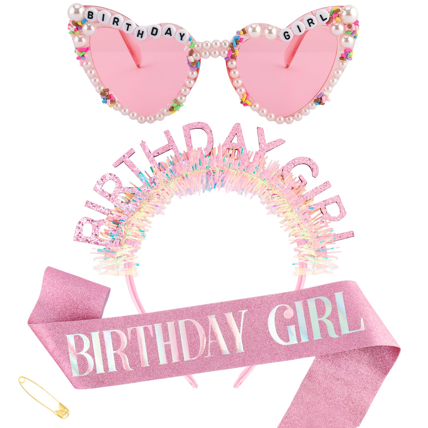Birthday Sash Glitter - Conjunto de Tiara e Faixa de
