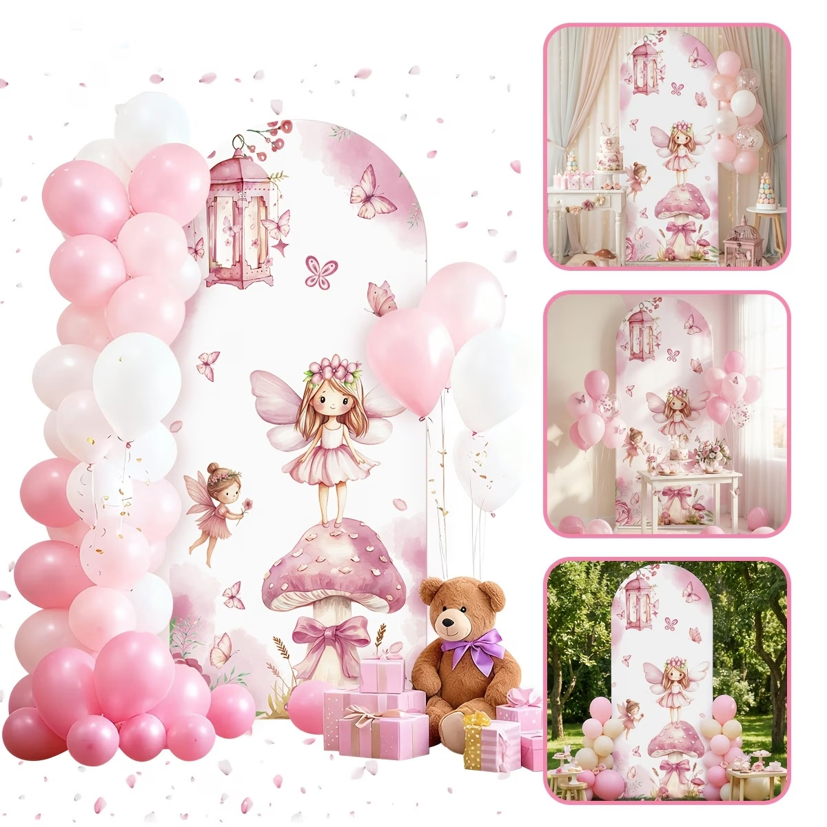 Fundo de Fada e Cogumelo para  - Dessert Table Backdrop avaliação e preço