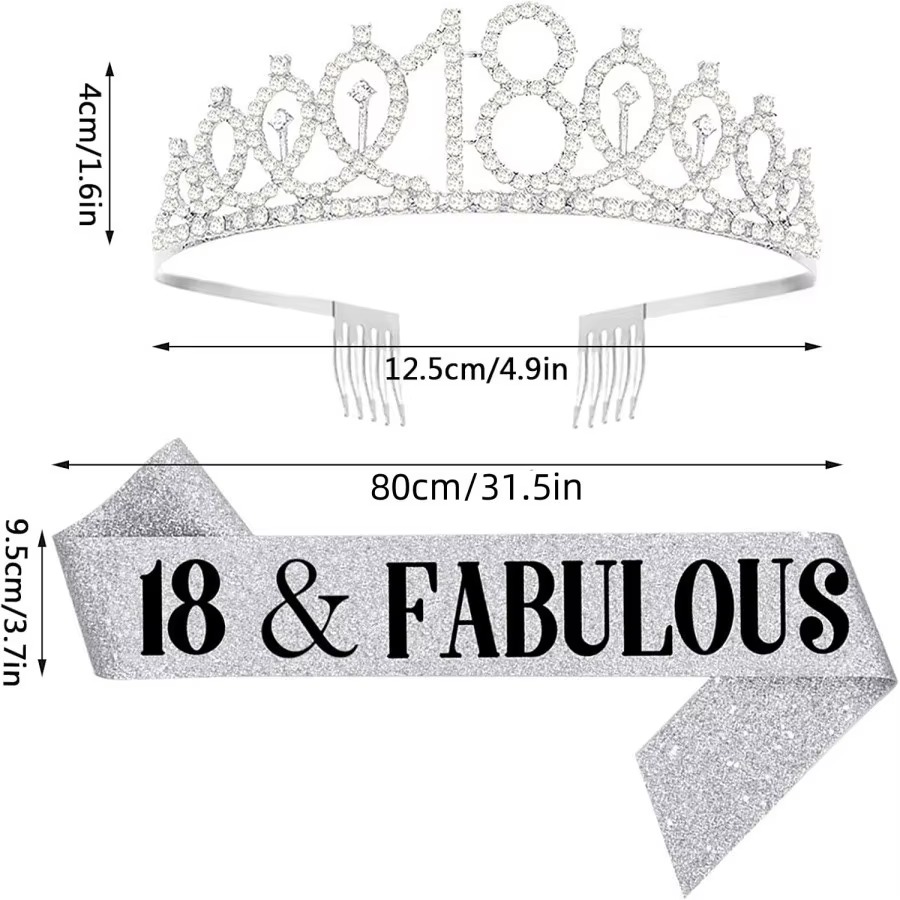 Tiara de Aniversário Prateada  - Birthday Sash Glitter avaliação e preço
