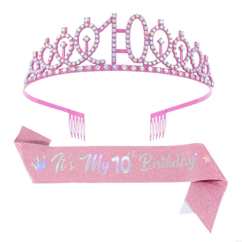 Conjunto tiaras e faixa aniver - Birthday Sash Glitter avaliação e preço