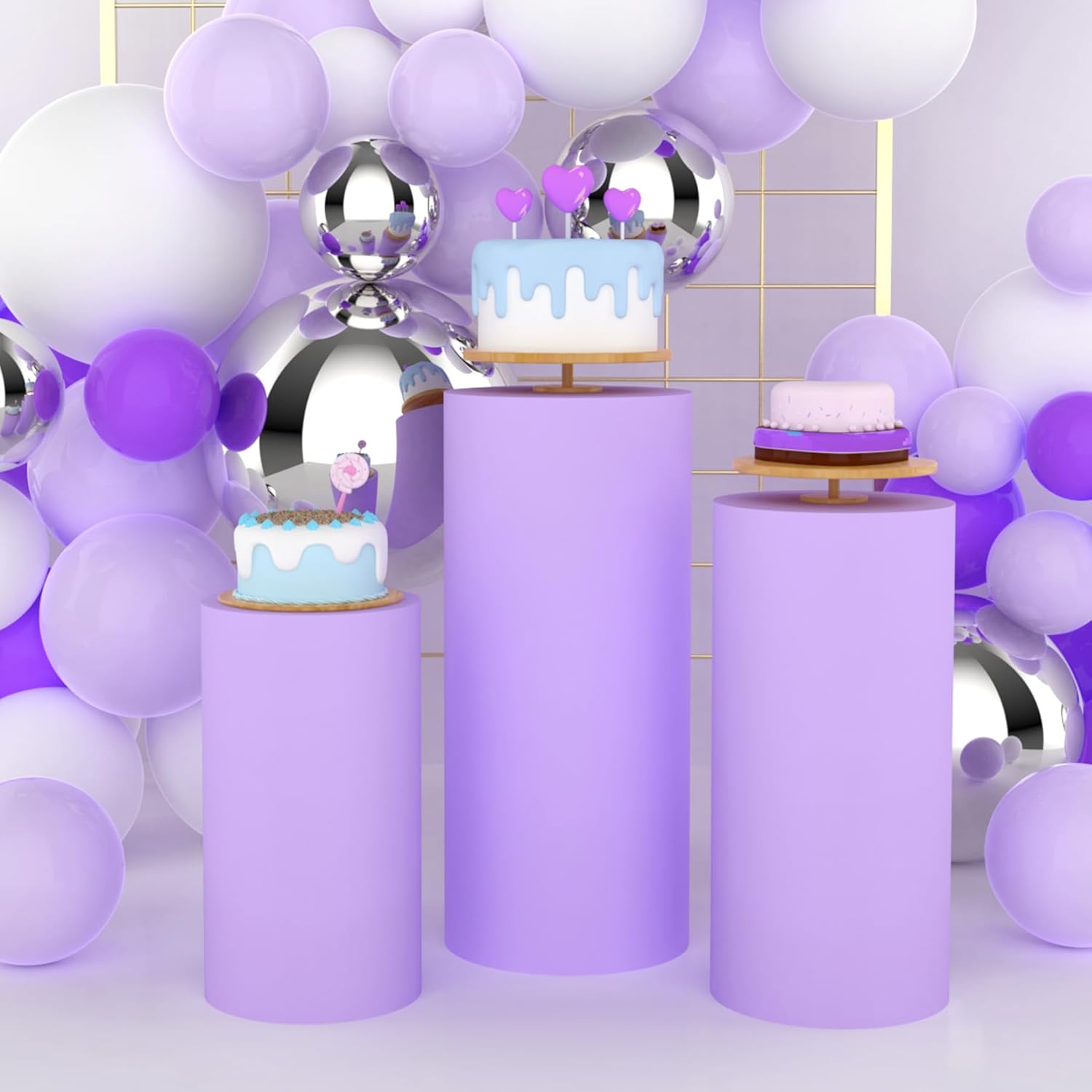 Capa de Fundo Cilíndrica Roxa  - Dessert Table Backdrop avaliação e preço