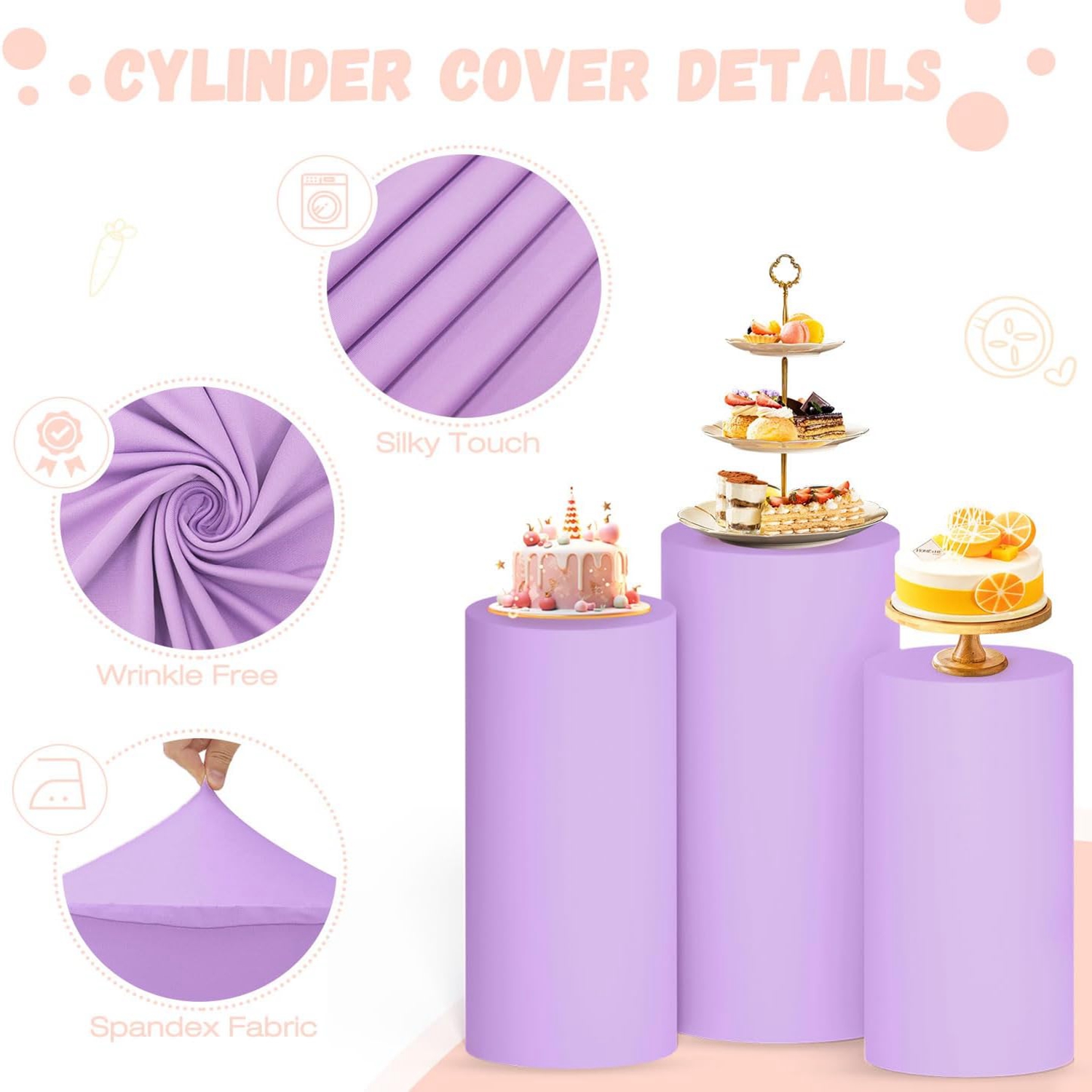Capa de Fundo Cilíndrica Roxa  - Dessert Table Backdrop avaliação e preço