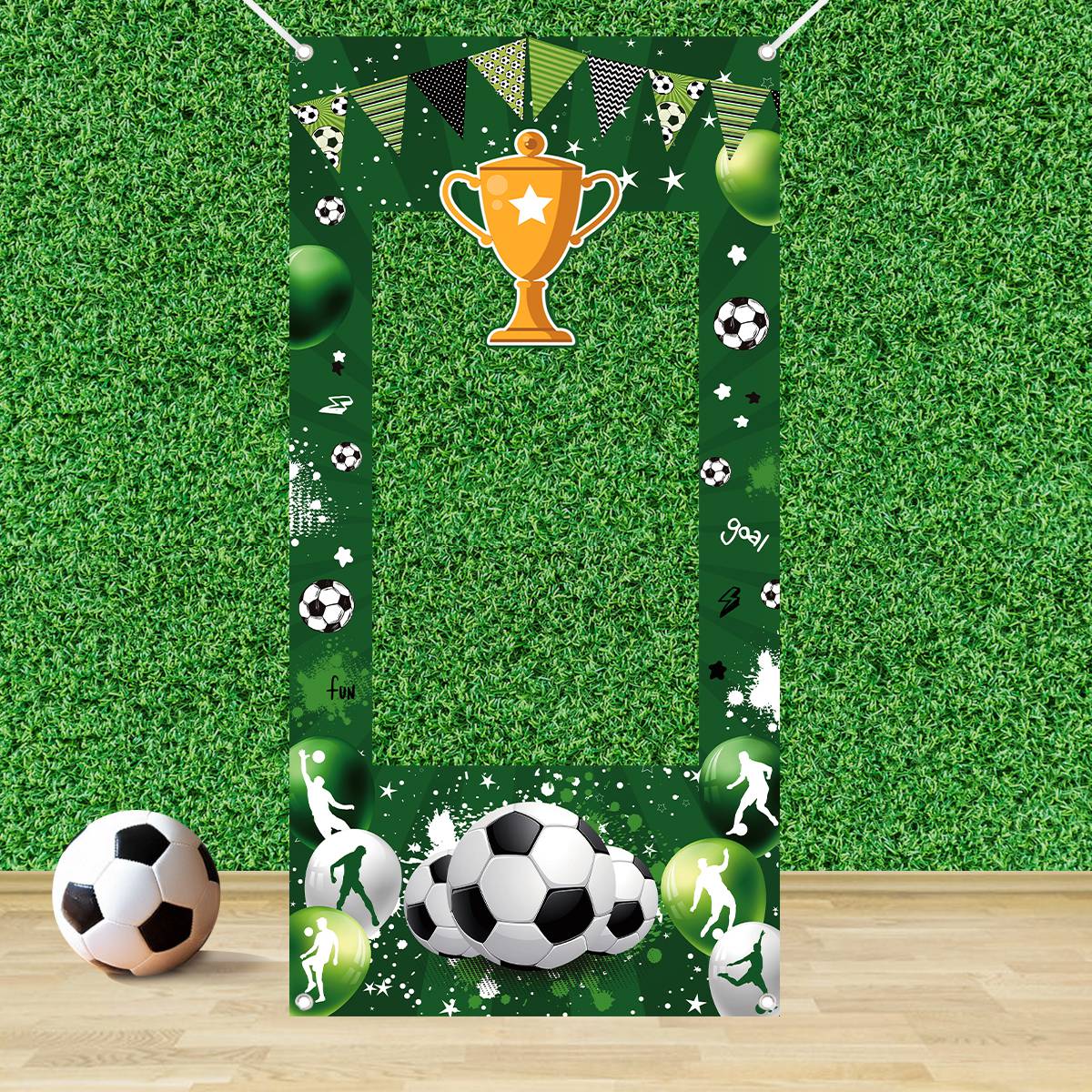 1pc verde futebol decorativo p - Photo Booth Frame avaliação e preço